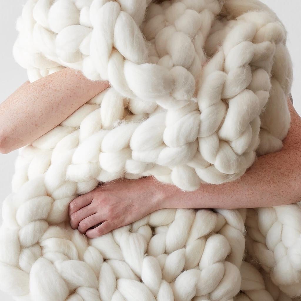 Handcrafted with Merino Wool Chunky Knit Blanket