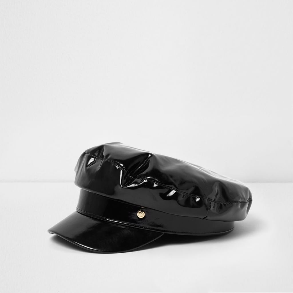 River Island Women's Black Vinyl Baker Boy Hat Best PVC Accessories