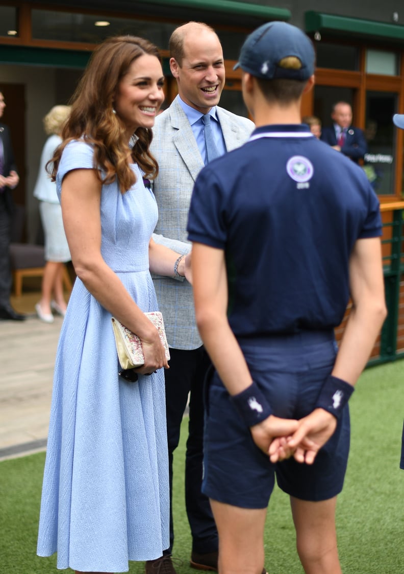 Kate Middleton Midi Light Sky Blue Dress With Cap Sleeves Wimbledon 2019 -  TheCelebrityDresses