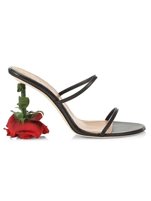 Loewe Rose-Heel Leather Mules