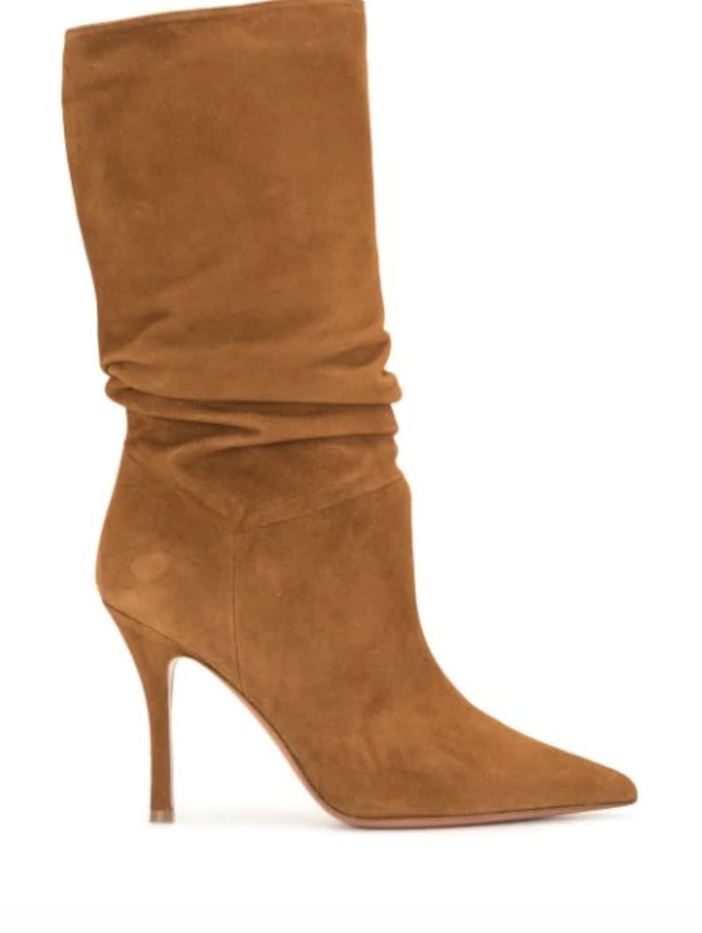 Amina Muaddi Slouchy Suede Mid-Calf Boots