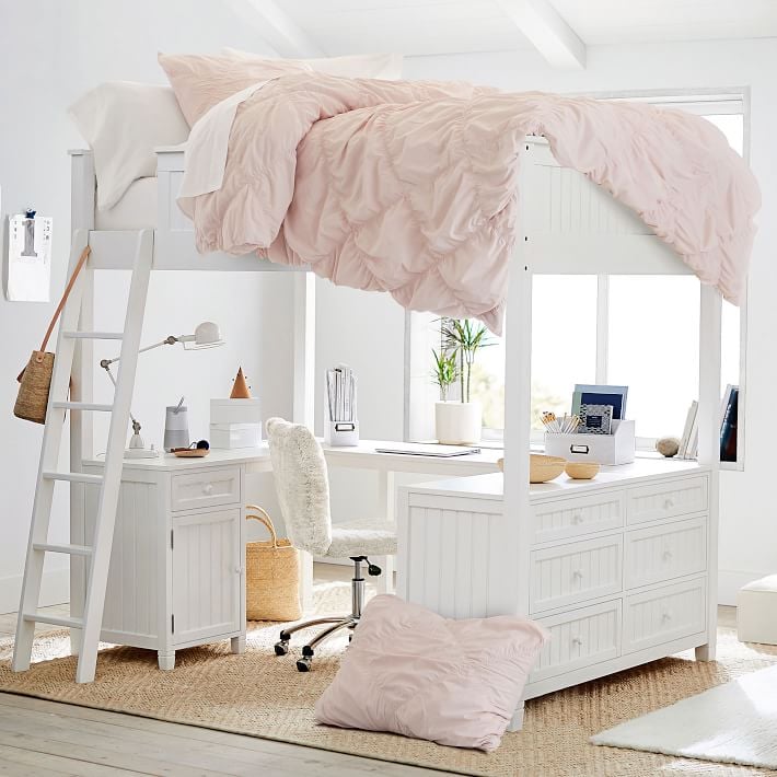 Best Loft Bed With Desk: Beadboard Teen Loft Bed