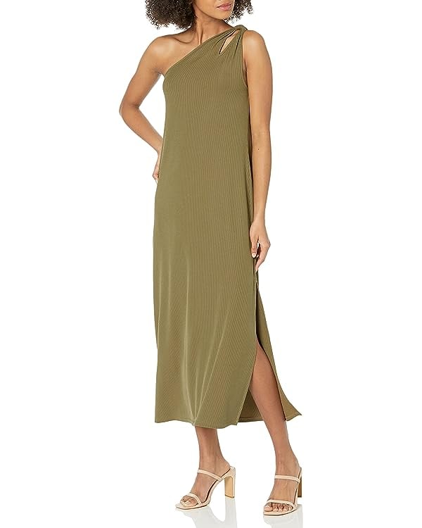 Amazon The Drop Mickey Loose-Fit One-Shoulder Cutout Rib Knit Maxi Dress