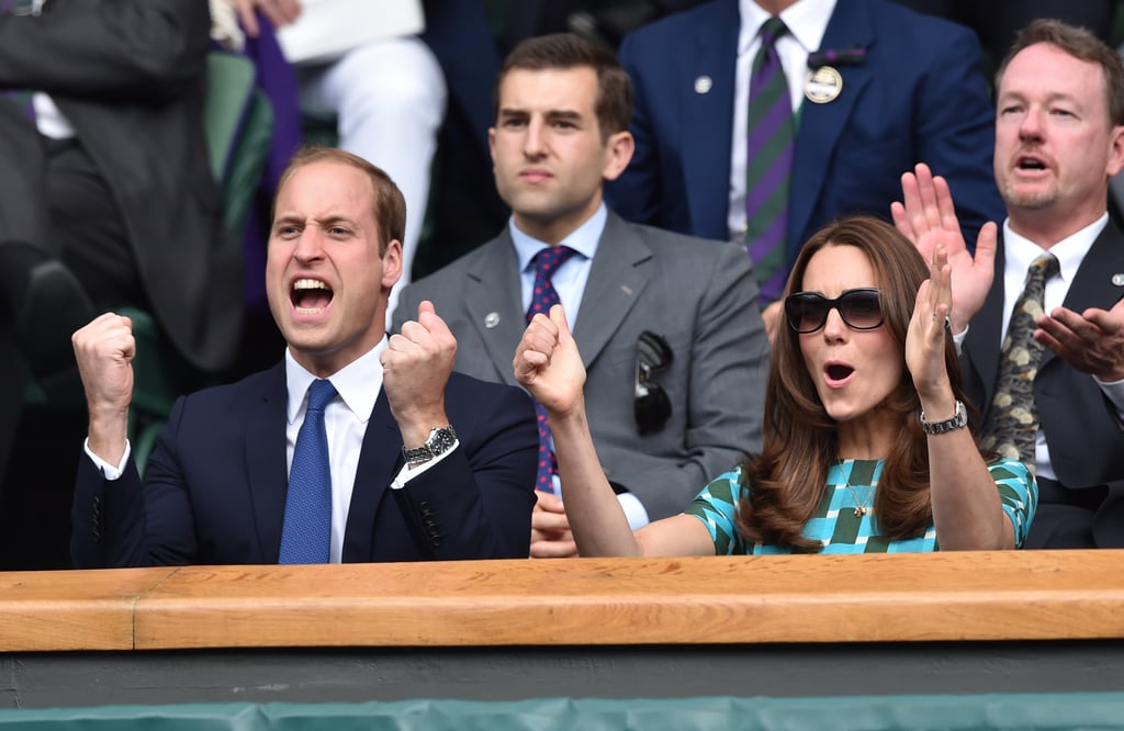 Prince William and Kate Middleton got animated while cheering at Wimbledon in July.