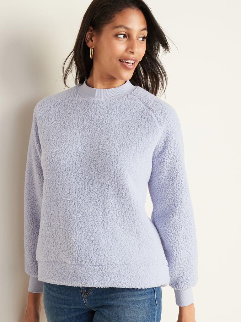 Old Navy Mock-Neck Raglan-Sleeve Sherpa Sweatshirt