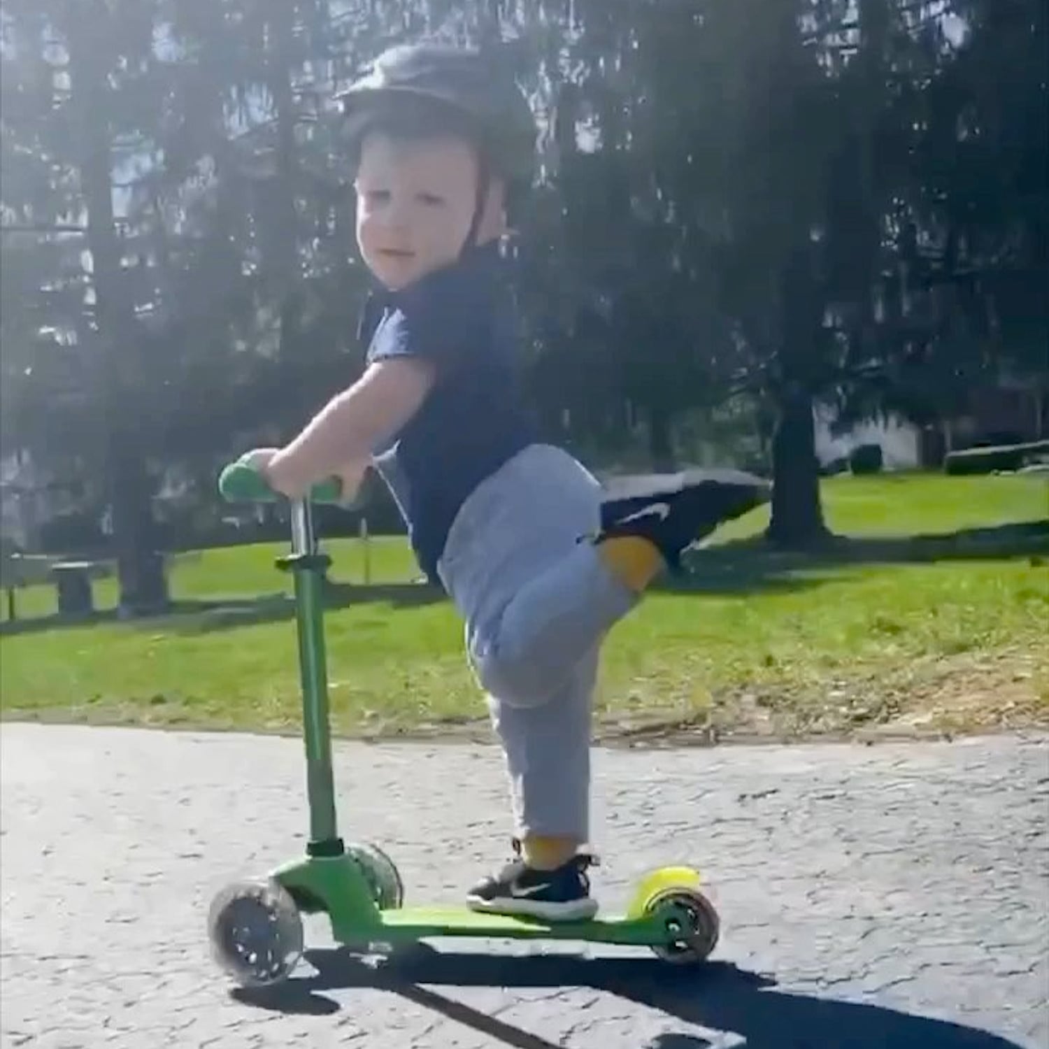 2 year old on scooter