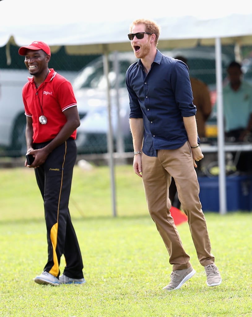 Prince Harry Playing Cricket With Kids in the Caribbean 2016