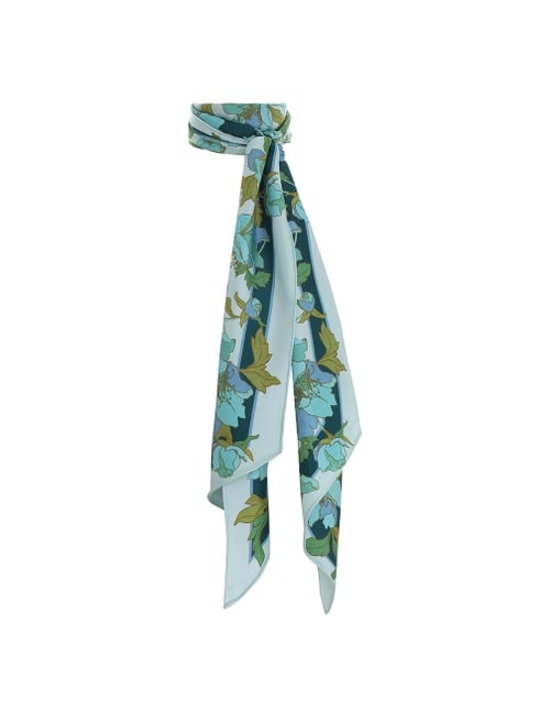 Zimmermann Silk Neck Scarf in Aqua Peonies ($195)