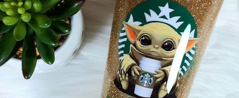 This Baby Yoda Tumbler Features Everyone's Favorite Child Holding an Itty-Bitty Coffee Cup