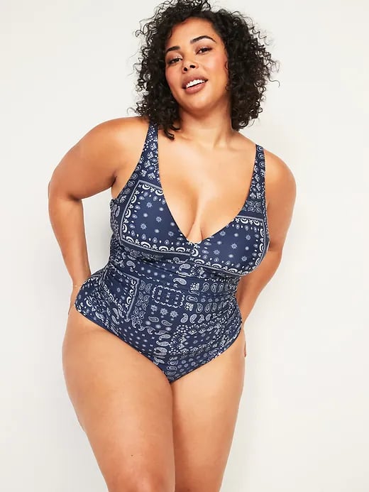 Old Navy Deep V-Neck Secret-Slim Underwire Plus-Size One-Piece Swimsuit