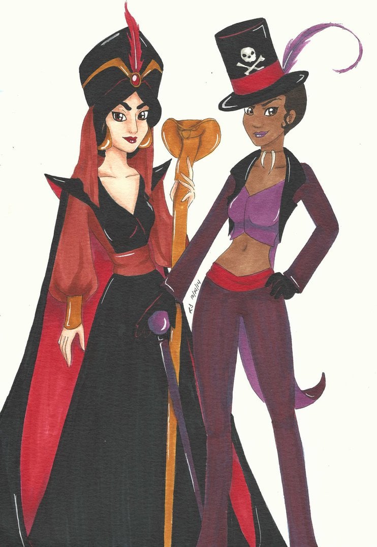 Jasmine and Tiana as Jafar and Doctor Facilier