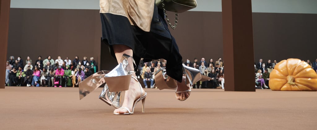 Loewe's Silver Bow Heels During Its Autumn 2022 Runway Show
