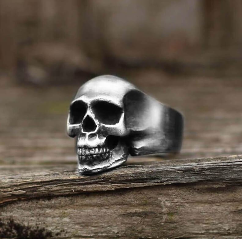 Gthic Classic Locomotive Stainless Steel Skull Ring