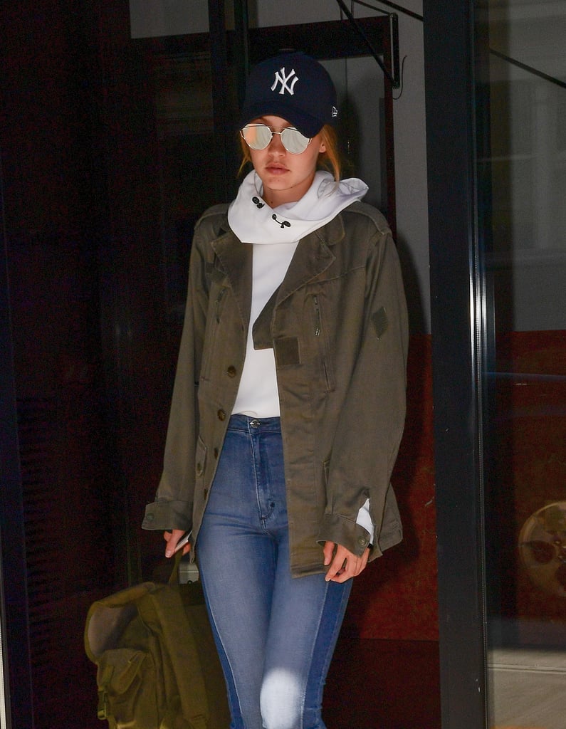 She Completed the Personalized Look With a Yankees Cap and Mirrored Shades