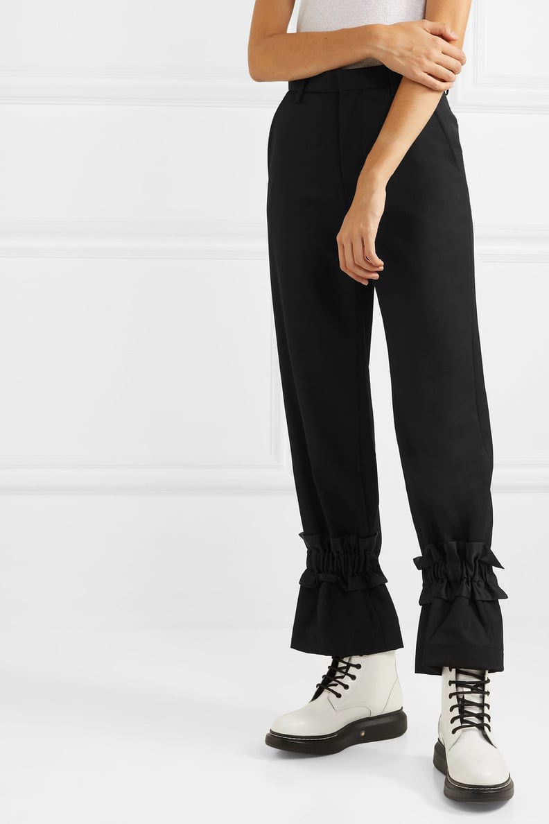 Noir Kei Ninomiya Ruffled wool-gabardine straight-leg pants