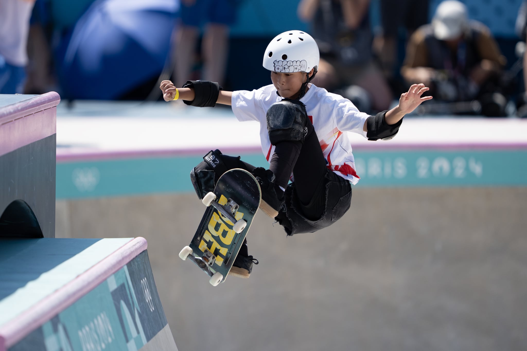 PARIS, FRANCE - AUGUST 06: Zheng Haohao of Team China competes during the Skateboarding - Women's Park Prelims on day eleven of the Paris 2024 Olympic Games at La Concorde on August 6, 2024 in Paris, France. (Photo by Yao Yingkang/Zhejiang Daily Press Group/VCG via Getty Images)