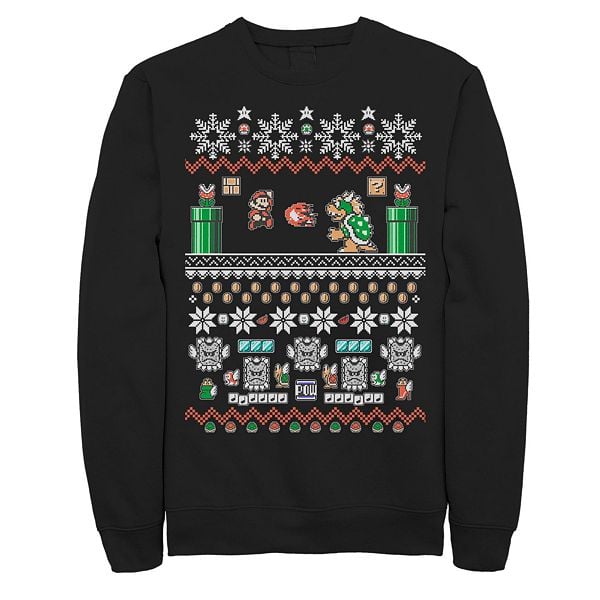 Nintendo Super Mario 8-Bit Christmas Stack Fleece