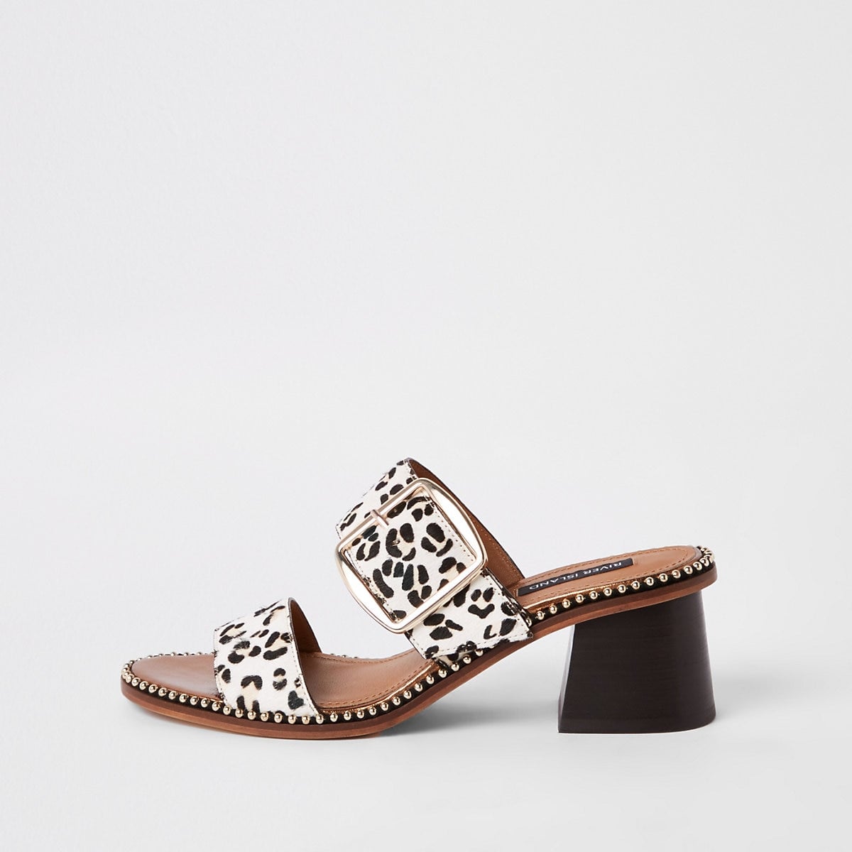River Island White-Leather Leopard Wide 