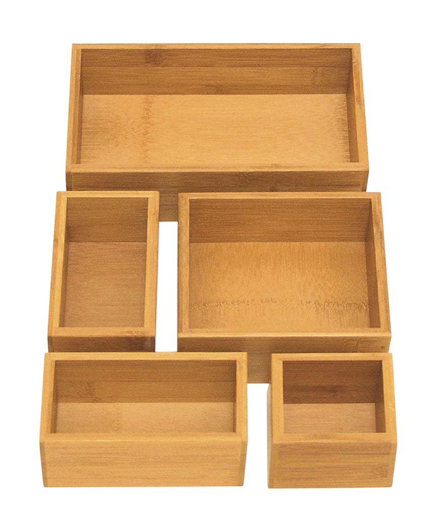 Seville Classics 5-Piece Bamboo Storage Box Set