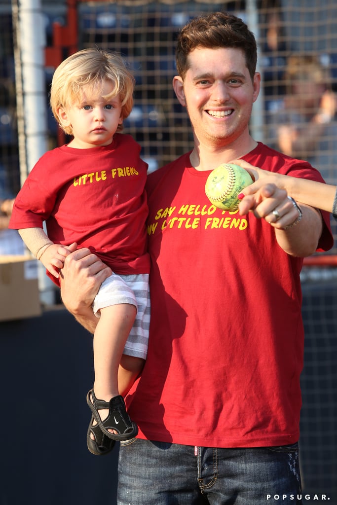 Michael Bublé and Son Noah Throwing Out First Pitch