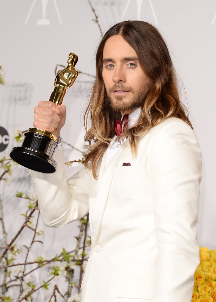Jared Leto smiled after his best supporting actor win for Dallas Buyers Club.