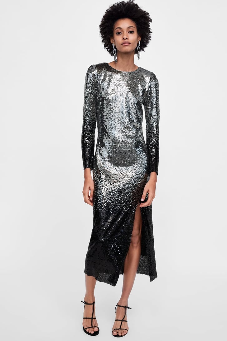 Zara Ombré Sequined Dress Holiday Fashion Trends 2018 POPSUGAR