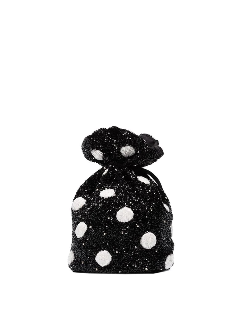 Ganni Beaded Polka-Dot Bucket Bag