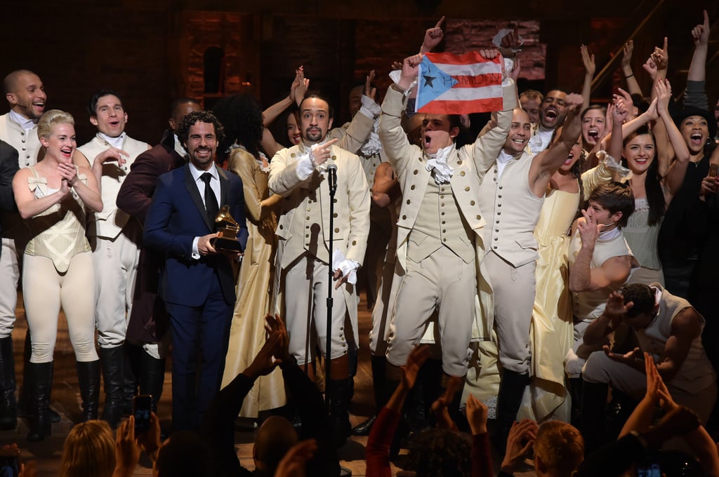 Hamilton Cast Waves Puerto Rican Flag at Grammys 2016