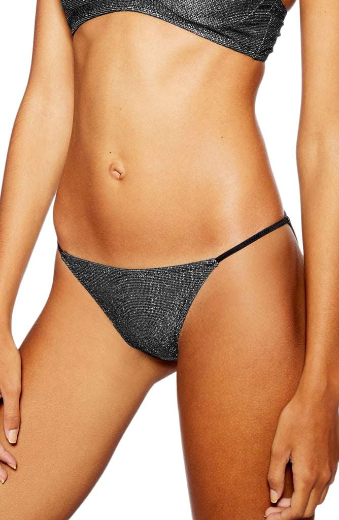 Topshop Metallic Tanga Bikini Bottoms