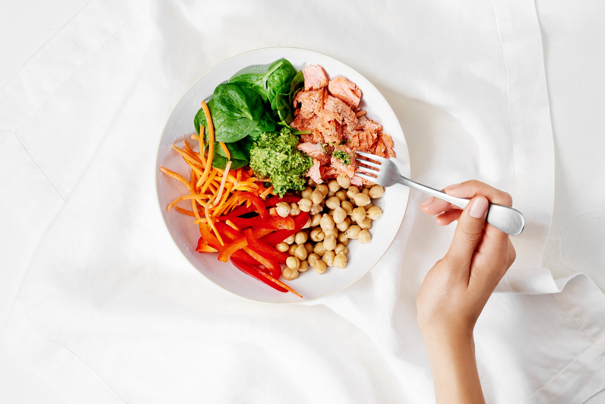 Salmon Garbanzo Bean Veggie Chopped Salad Recipe Popsugar Fitness 