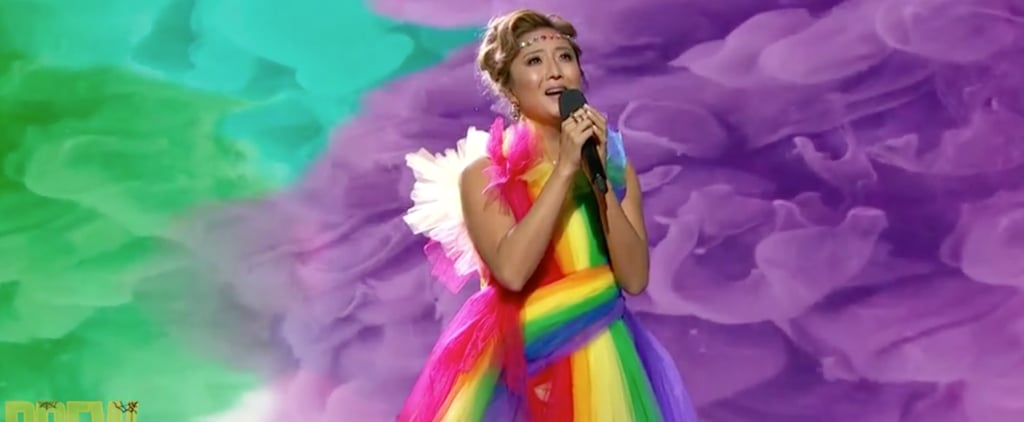 Ashley Park's Rainbow Gown on The Drew Barrymore Show