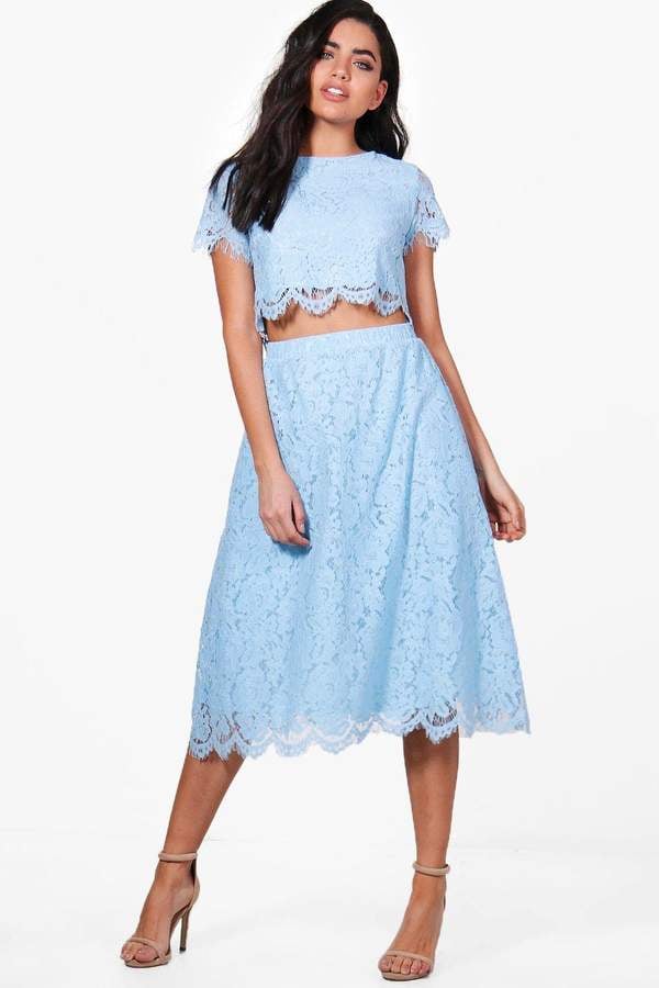 boohoo Boutique Aria Lace Midi Skirt Co-Ord Set