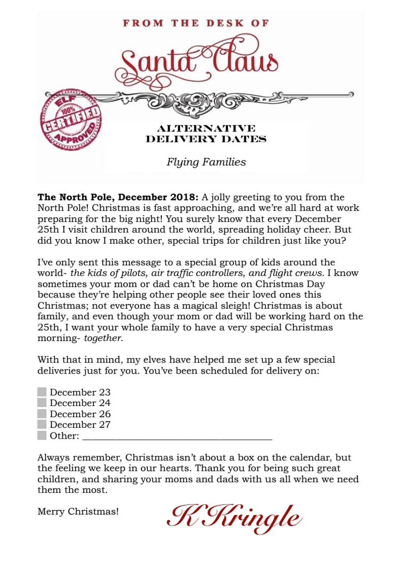 Santa's Alternative Delivery Dates Note For Working Parents | POPSUGAR ...