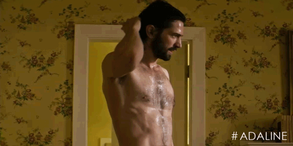 When he has just stepped out of the shower.