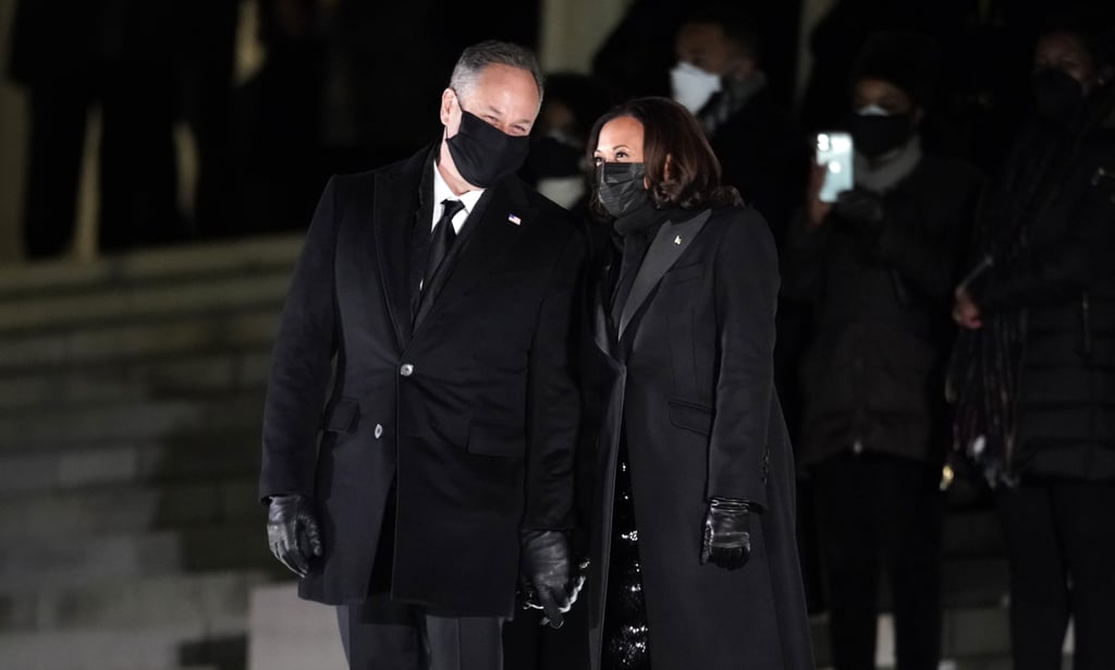 Kamala Harris Wearing Sergio Hudson Tuxedo Coat and Dress