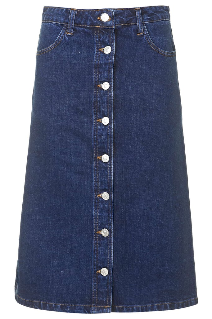 Topshop Moto Denim Button Midi Skirt ($58)