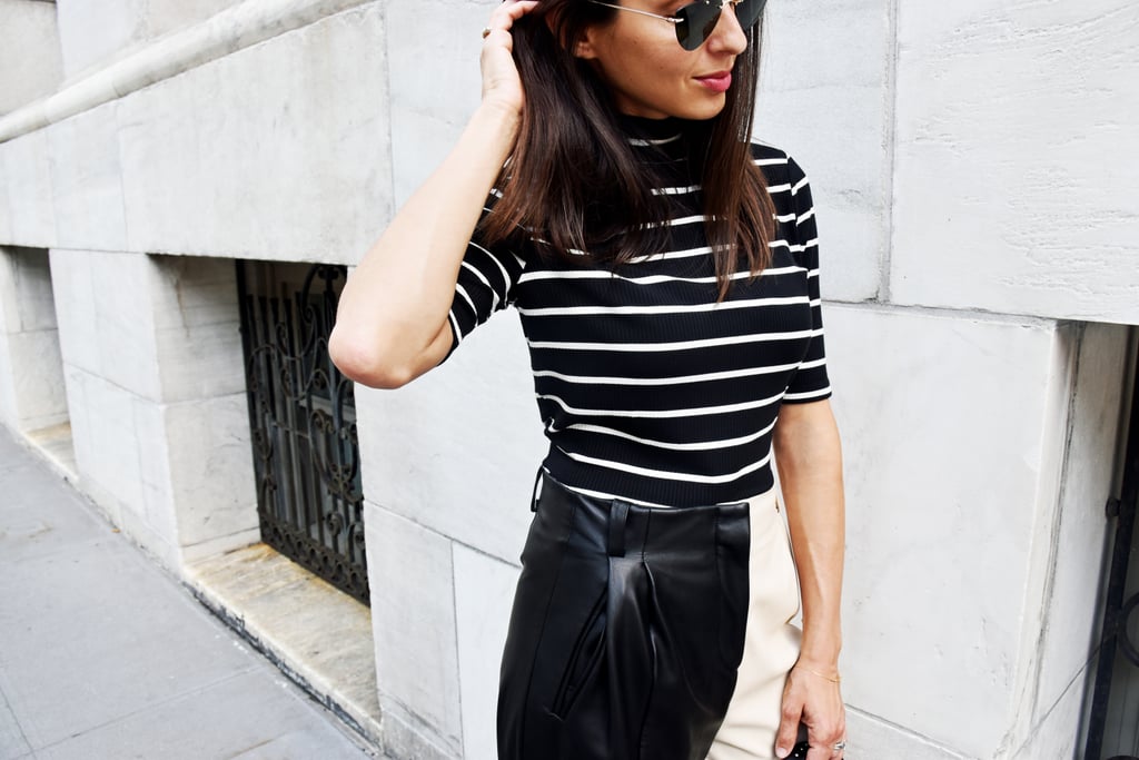 Easy Outfit Ideas: Leather Pants, a Striped Top, and Boots