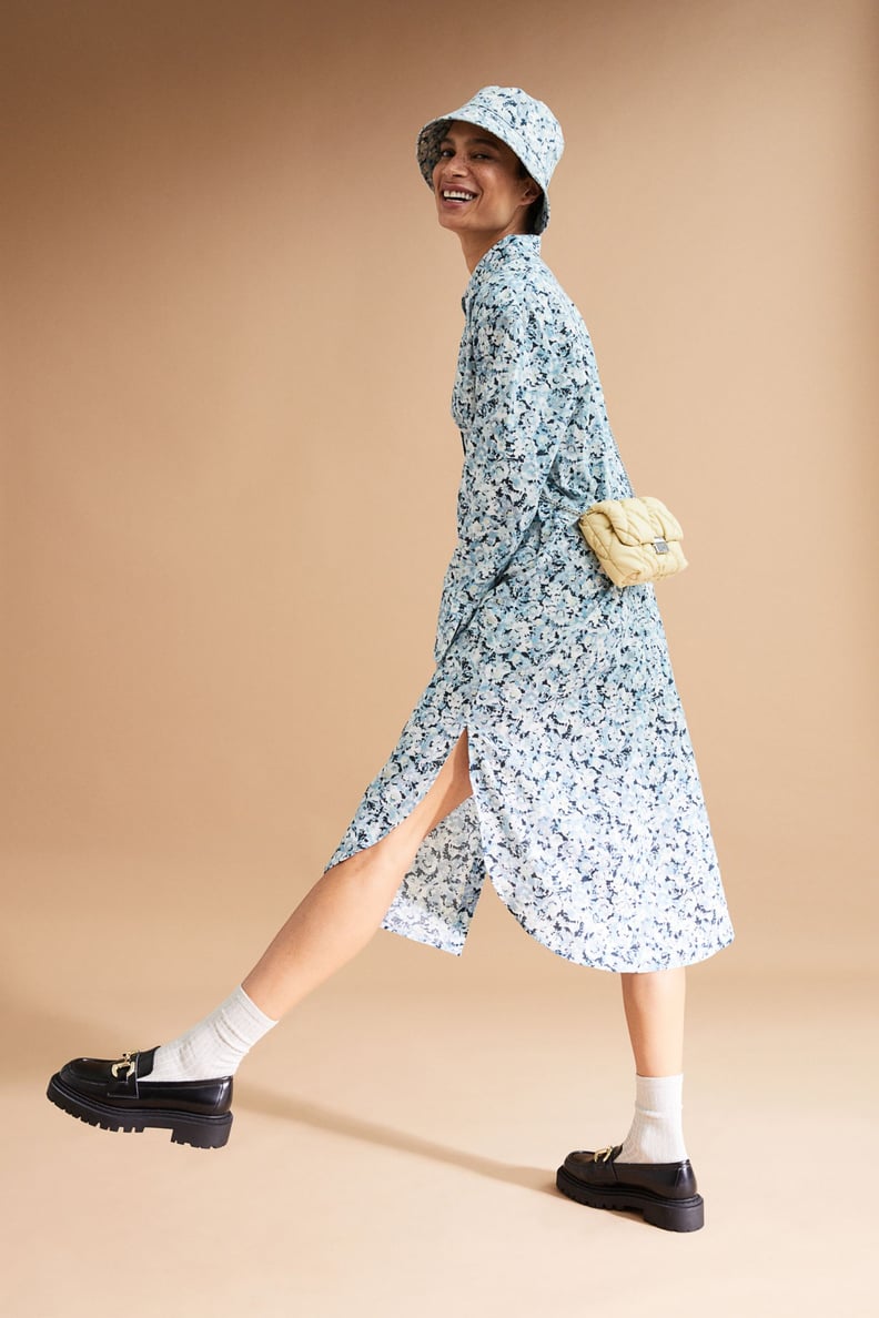 A Long Floral Dress: H&M Shirt Dress