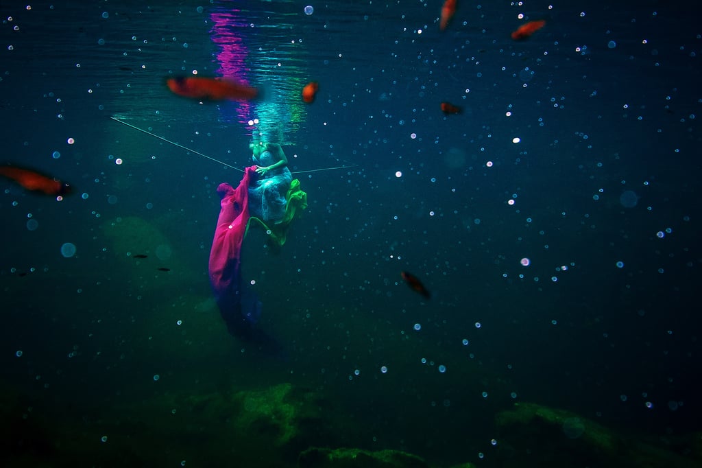 Underwater Trash-the-Wedding-Dress Shoot