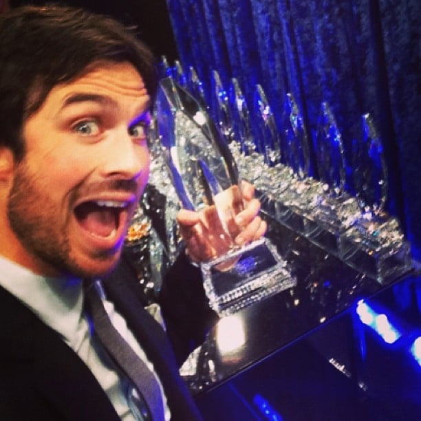 Ian Somerhalder posed with his award backstage.
Source: Instagram user iansomerhalder