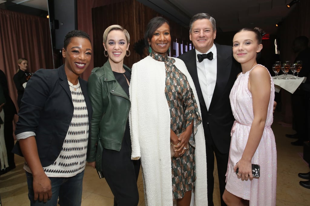 Pictured: Samira Wiley, Lauren Morelli, Nicole Avant, Ted Sarandos, and Millie Bobby Brown