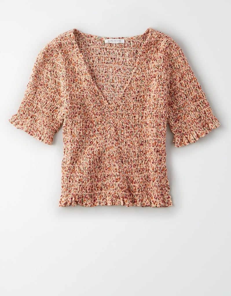 American Eagle Smocked Ruffle Top