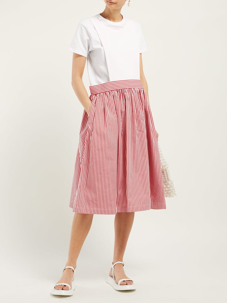 Comme Des Garcons Girl Striped Cotton Pinafore Dress