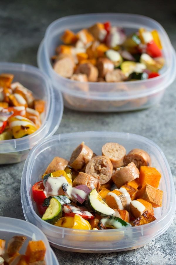 Turkey Sausage and Sweet Potato Lunch Bowls