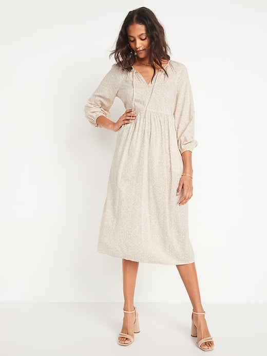 Old Navy Puff-Sleeved Floral-Print Midi Poet Swing Dress