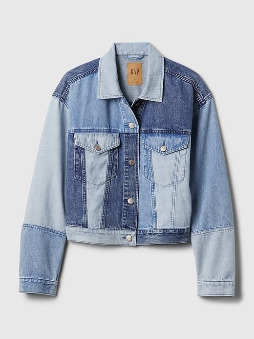 Gap Cropped Patchwork Icon Denim Jacket