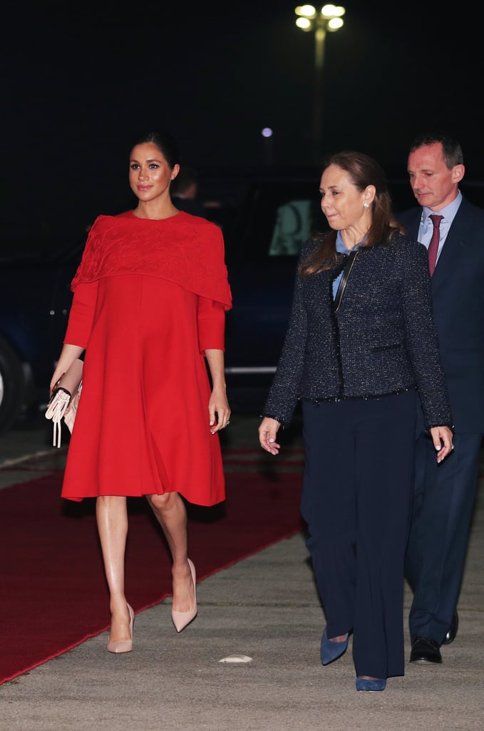 Meghan Markle Wears Red Dress in Morocco Feb. 2019