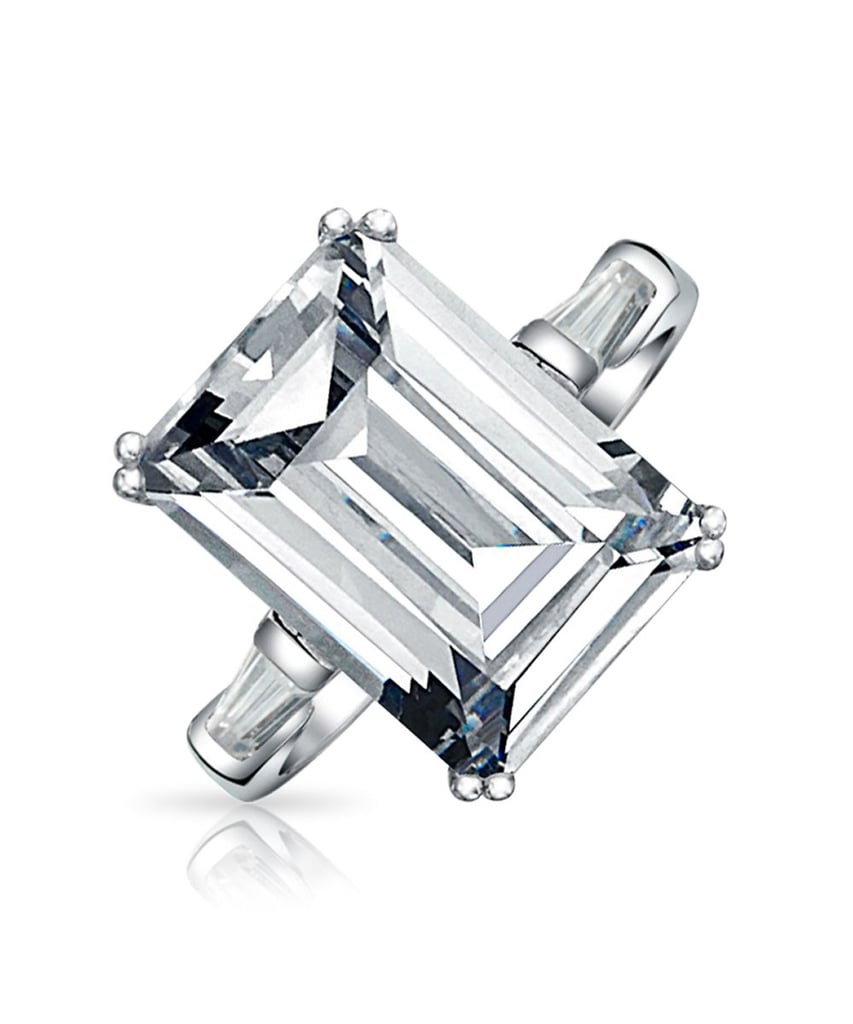 Bling Jewelry Sterling Silver Emerald Cut Engagement Ring