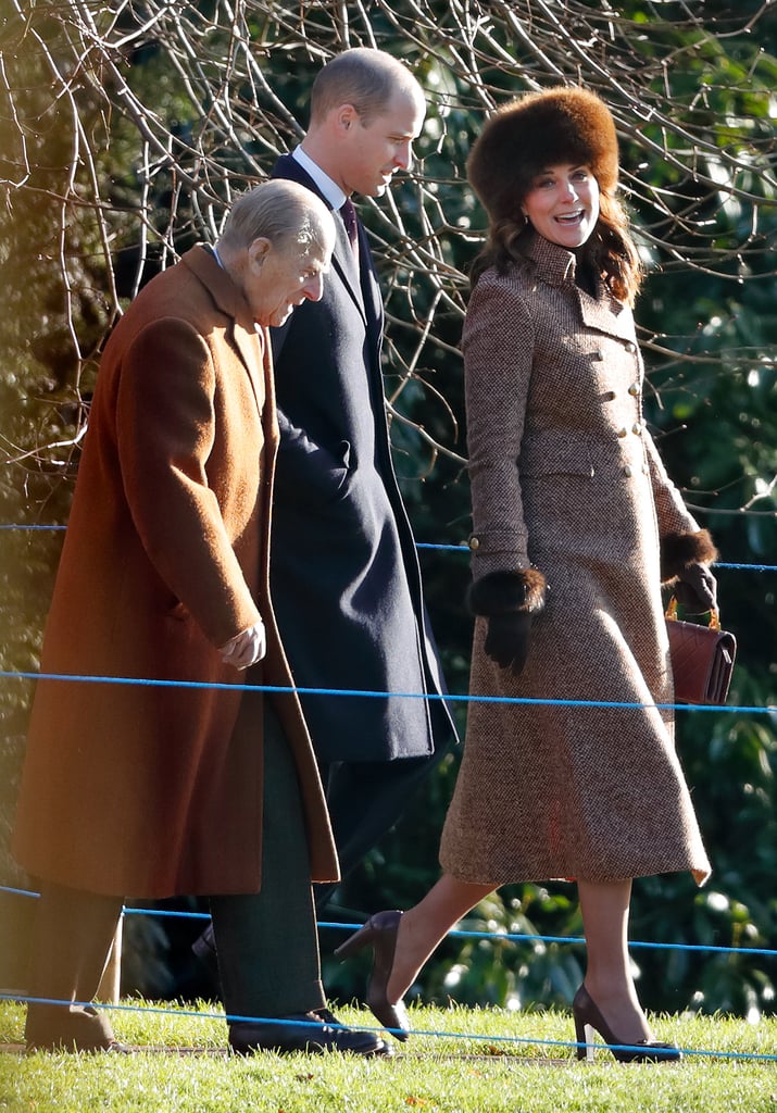 In Jan., the royal family attended Sunday service at St Mary Magdalene Church. Kate bundled up in a tweed coat by Moloh and wore a pair of fringed heels from Tod's.