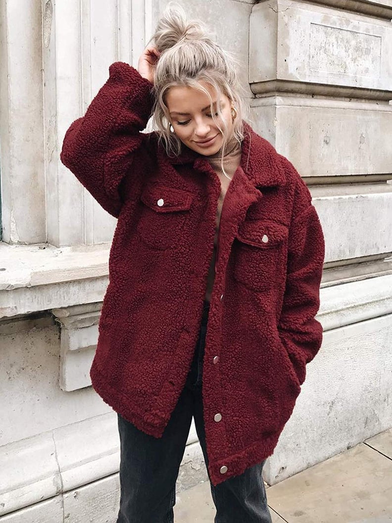 A Burgundy Teddy Coat